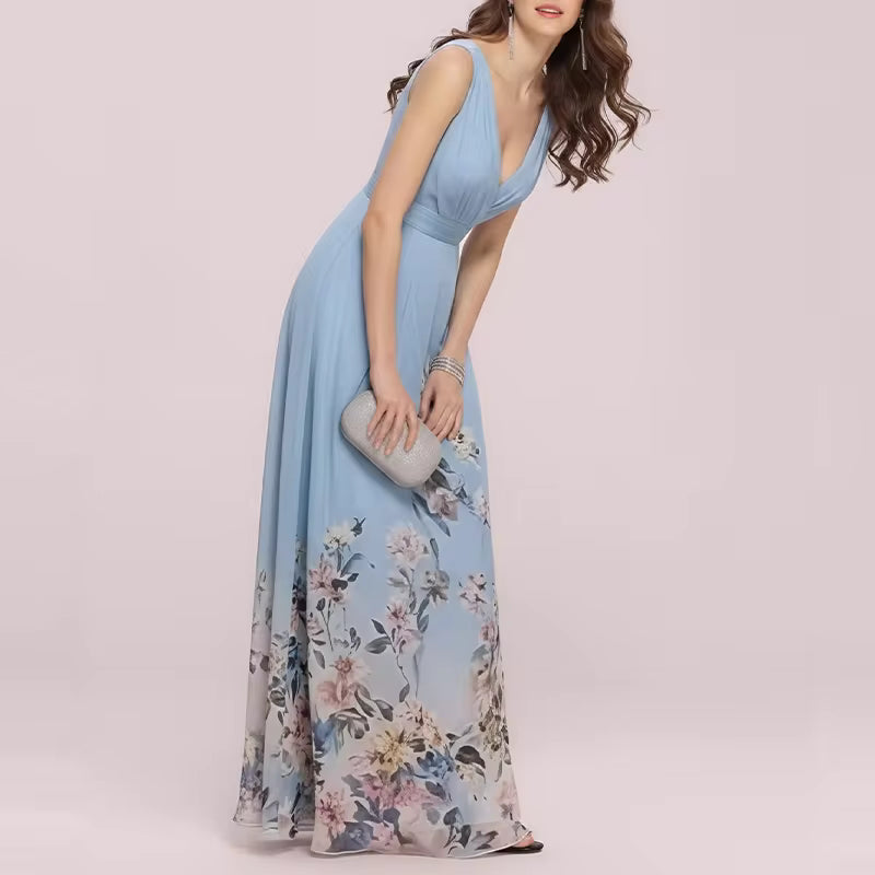 Robe Maison Lunéa fleurie botanique sans manches col V
