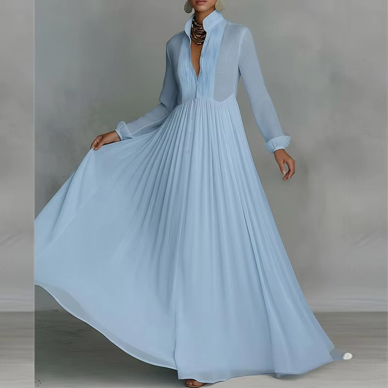 Robe longue Maison Lunéa manches longues col V, taille haute
