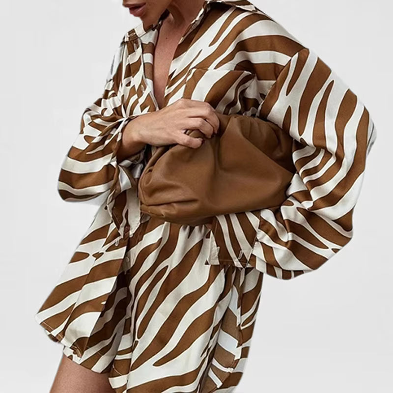 Ensemble chemise Maison Lunéa imprimée + short taille élastique