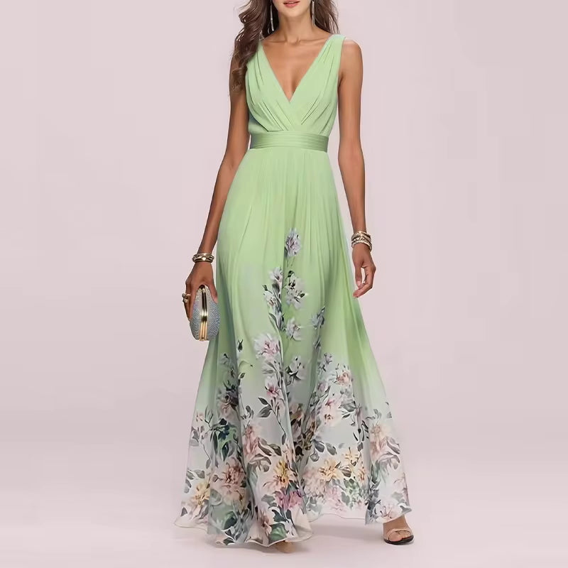 Robe Maison Lunéa fleurie botanique sans manches col V