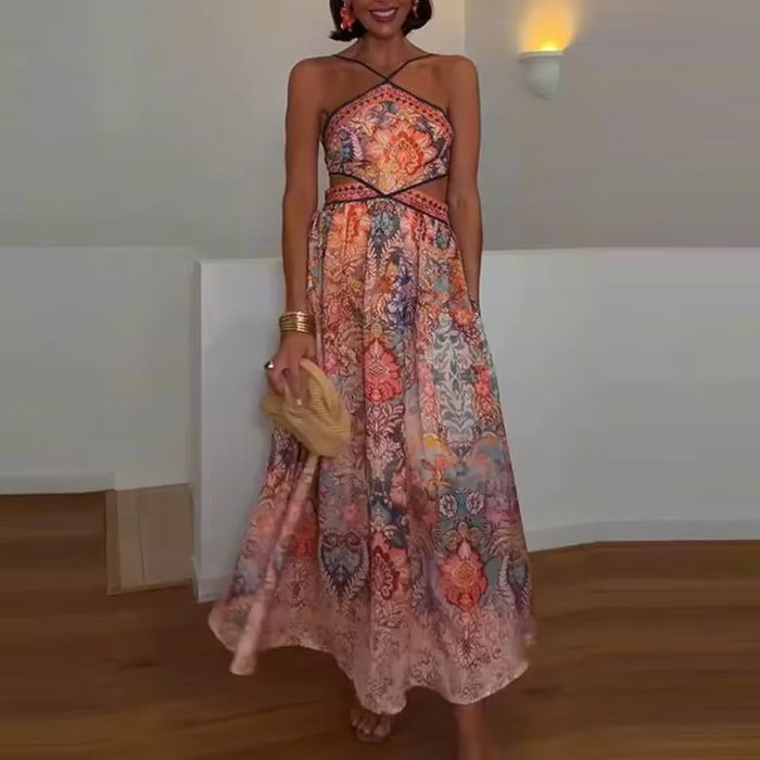 Robe longue Maison Lunéa fleurie dos-nu col halter