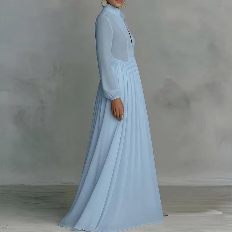 Robe longue Maison Lunéa manches longues col V, taille haute