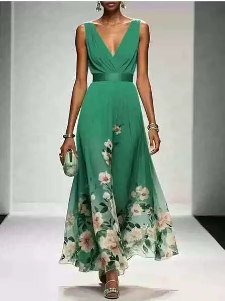 Robe Maison Lunéa fleurie botanique sans manches col V