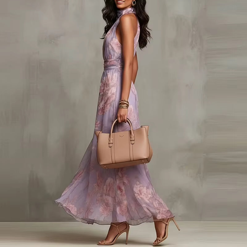 Robe longue Maison Lunéa fleurie col halter
