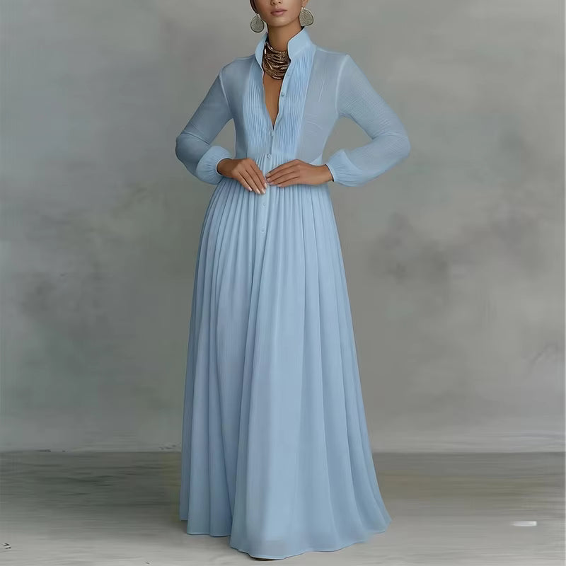 Robe longue Maison Lunéa manches longues col V, taille haute