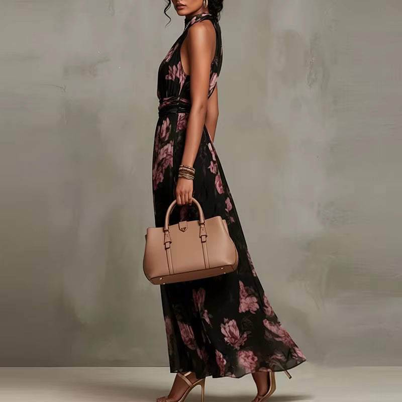 Robe longue Maison Lunéa fleurie col halter