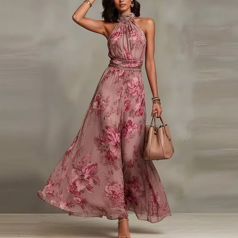 Robe longue Maison Lunéa fleurie col halter