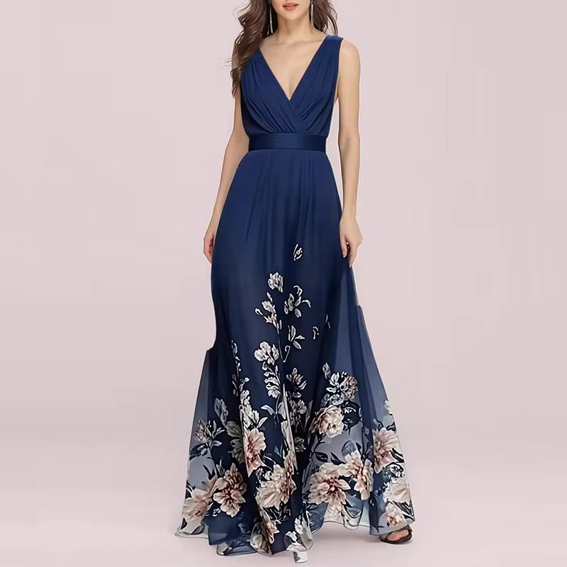 Robe Maison Lunéa fleurie botanique sans manches col V