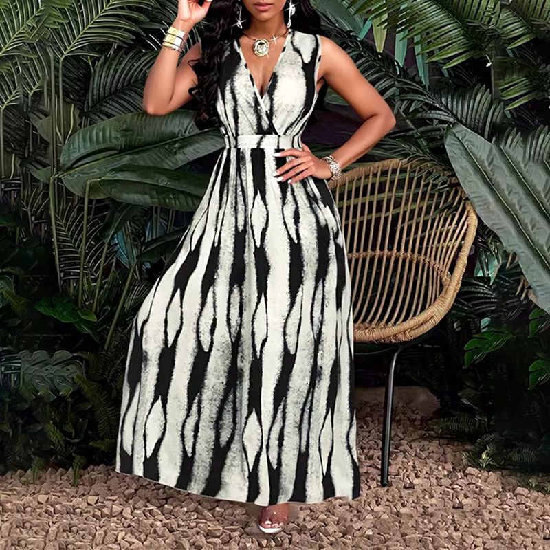 Robe longue Maison Lunéa imprimée tropicale, grande taille