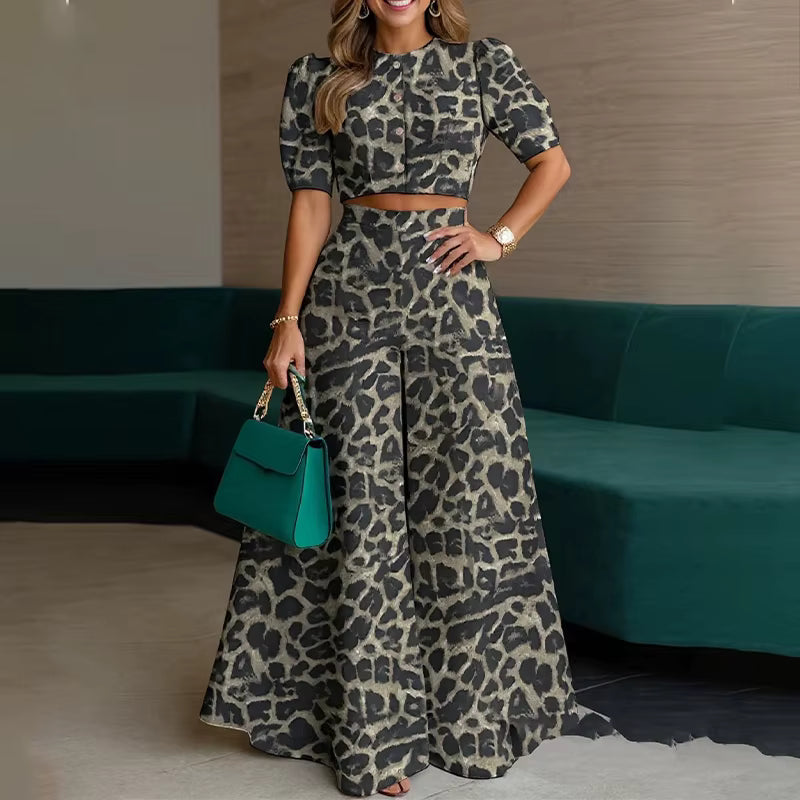Ensemble Maison Lunéa taille cintrée (top + pantalon large)