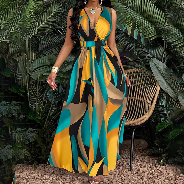 Robe longue Maison Lunéa imprimée tropicale, grande taille