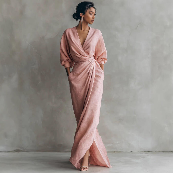 Robe Maison Lunéa unie col V à lacets
